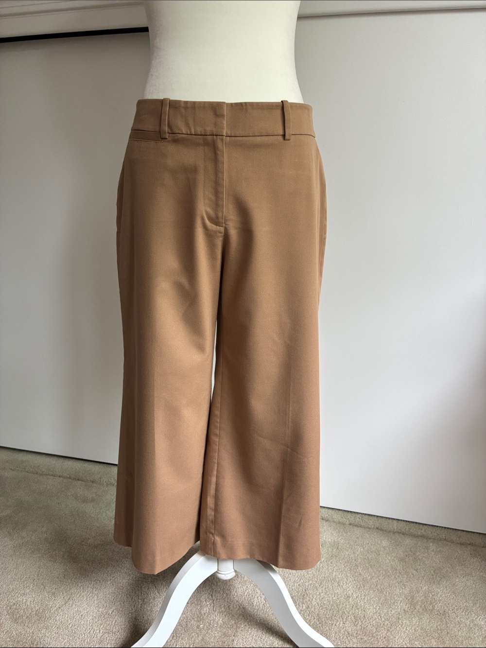 White House Black Market Tan Cropped Wide-Leg Pants
